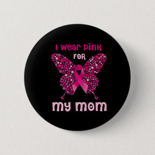 Macaron Rond 5 Cm Je Porte Le Rose Pour Ma Maman Papillon Ribbon Pas