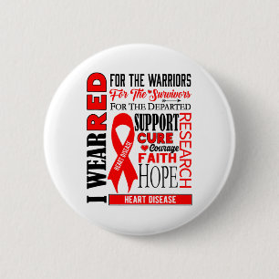Macaron Rond 5 Cm Je Porte Le Rouge Pour Les Guerriers Red Ribbon He