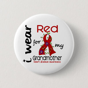 Macaron Rond 5 Cm Je porte le rouge pour ma maladie cardiaque de la