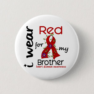 Macaron Rond 5 Cm Je porte le rouge pour ma maladie cardiaque du