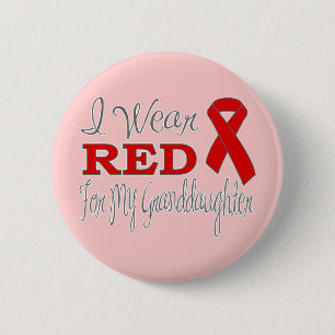 Macaron Rond 5 Cm Je porte le rouge pour ma petite-fille (le ruban