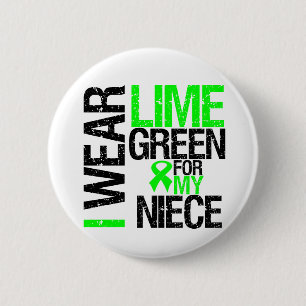 Macaron Rond 5 Cm Je porte le vert de chaux pour mon lymphome de
