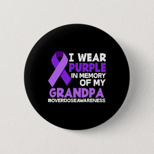 Macaron Rond 5 Cm Je Porte Le Violet En Mémoire De Mon Grand-Père, L
