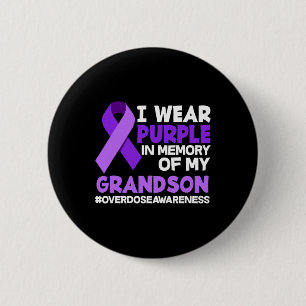 Macaron Rond 5 Cm Je Porte Le Violet En Mémoire De Mon Petit-Fils Su
