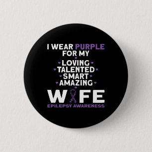 Macaron Rond 5 Cm Je Porte Le Violet Pour Ma Femme Sensibiliser À L'
