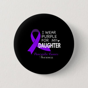 Macaron Rond 5 Cm Je porte le violet pour ma fille - Cancer du Pancr