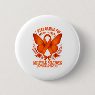 Macaron Rond 5 Cm Je porte orange pour la sensibilisation à la sclér