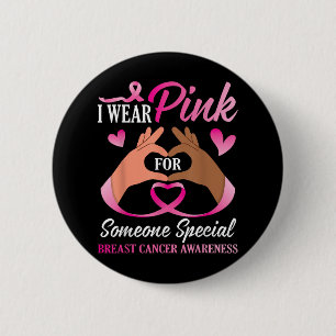 Macaron Rond 5 Cm Je Porte Pink Gnome Sensibilisation au cancer du s