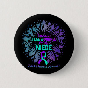 Macaron Rond 5 Cm Je Porte Turquoise & Violet Pour La Nièce Suic