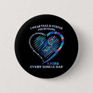 Macaron Rond 5 Cm Je porte Turquoise et pourpre Prévention du suicid
