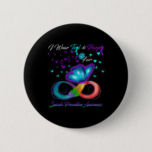 Macaron Rond 5 Cm Je Porte Turquoise Et Violet Pour La Prévention Du