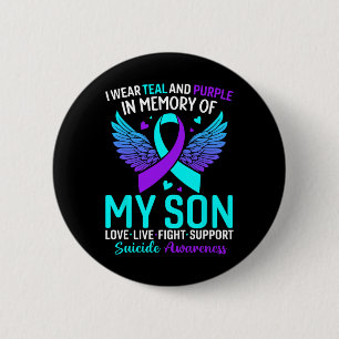 Macaron Rond 5 Cm Je Porte Turquoise Et Violet Pour Mon Fils Suicide