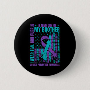 Macaron Rond 5 Cm Je Porte Turquoise Et Violet Pour Mon Frère Suicid