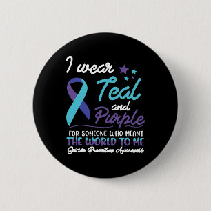Macaron Rond 5 Cm Je Porte Turquoise Et Violet Pour Quelqu'Un Qui Ve