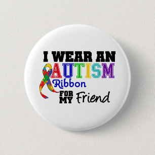Macaron Rond 5 Cm Je porte un ruban d'autisme pour mon ami