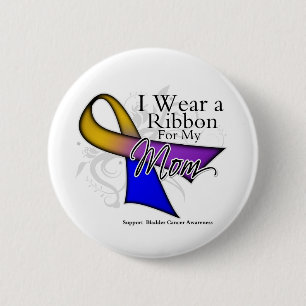 Macaron Rond 5 Cm Je porte un ruban pour ma mère - Cancer de la vess