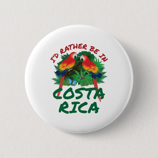 Macaron Rond 5 Cm Je préfère être au Costa Rica Vacation Souvenir (Devant)