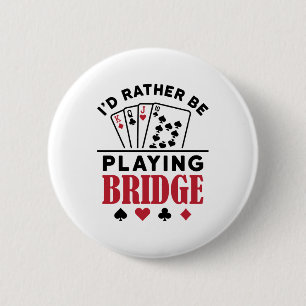 Macaron Rond 5 Cm Je préfère jouer à Bridge Cool Bridge Card jeu