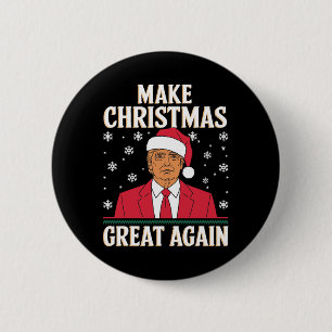 Macaron Rond 5 Cm Je serai à la maison pour Noël Père Noël Trump Xma