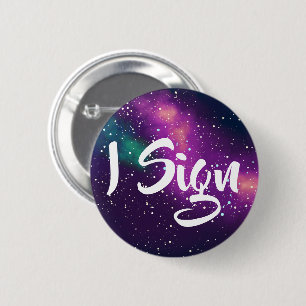 Macaron Rond 5 Cm Je signe l'identité personnalisable de galaxie