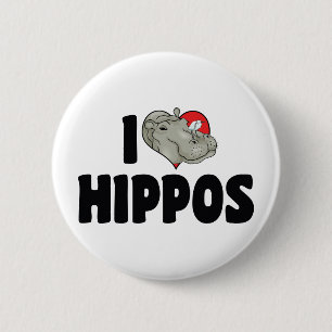 Macaron Rond 5 Cm Je suis amoureux des hippopotames à cœur - Amoureu
