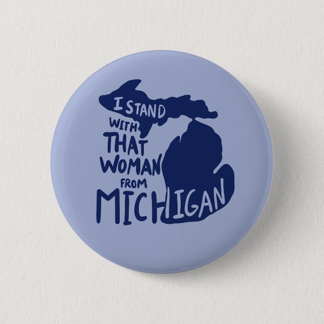 Macaron Rond 5 Cm Je suis avec cette femme du Michigan (Devant)