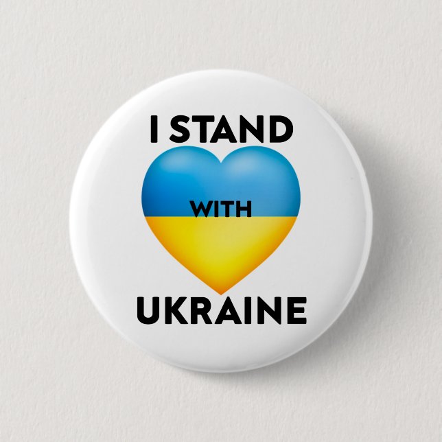 Macaron Rond 5 Cm Je Suis Avec L'Ukraine, Nous Soutiendons L'Ukraine (Devant)