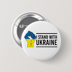 Macaron Rond 5 Cm Je Suis Avec L'Ukraine Poing du drapeau ukrainie