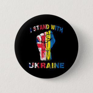Macaron Rond 5 Cm Je suis avec l'Ukraine Royaume-Uni Drapeau Uk