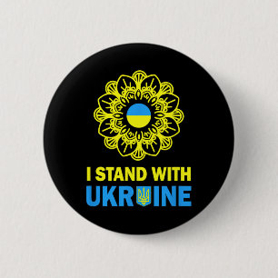 Macaron Rond 5 Cm Je suis avec l'Ukraine Soutien Ukraine Tournesol S