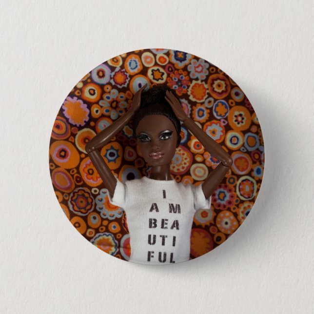 Macaron Rond 5 Cm Je suis beau bouton - Nzinga (Devant)