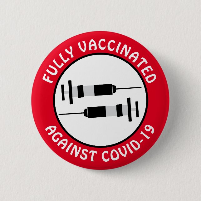 Macaron Rond 5 Cm Je suis complètement vacciné contre le bouton Covi (Devant)
