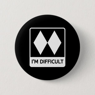 Macaron Rond 5 Cm Je suis difficile drôle double diamants noirs ski
