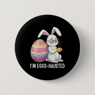 Macaron Rond 5 Cm Je suis Eggshausted Sleepy Bunny tenant une tasse
