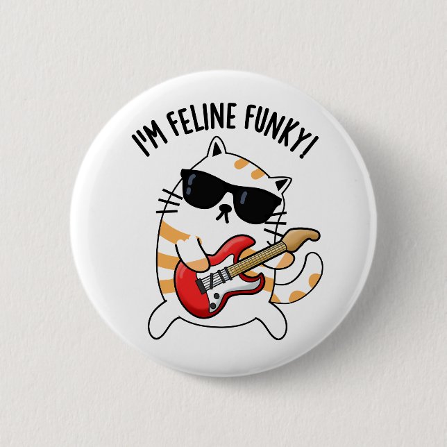 Macaron Rond 5 Cm Je suis Feline Funky Funny Chat Pun (Devant)