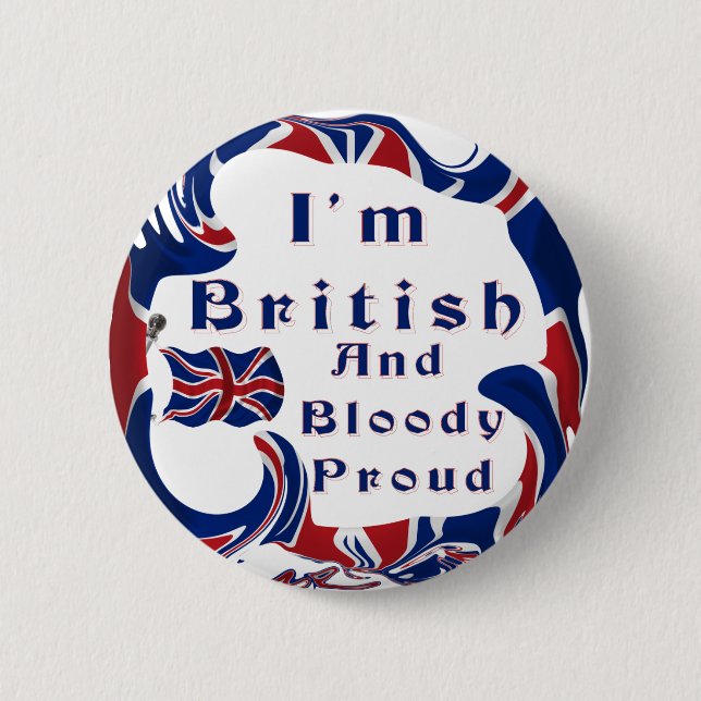 Macaron Rond 5 Cm Je suis fier britannique et sanglant (Devant)