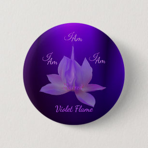 Macaron Rond 5 Cm Je Suis Flamme Violette Avec Lotus