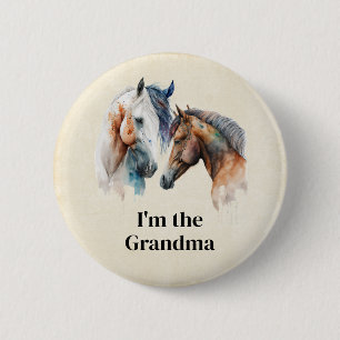 Macaron Rond 5 Cm Je suis la grand-mère de beaux chevaux Western Boh