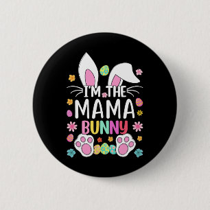 Macaron Rond 5 Cm Je suis La Mama Bunny mignonne Rabbit de Pâques Or