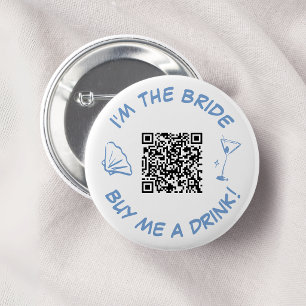 Macaron Rond 5 Cm Je suis La Mariée Achète-moi un verre Code QR