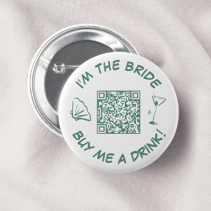 Macaron Rond 5 Cm Je suis la mariée, payez-moi un verre QR Code