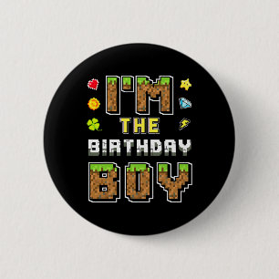 Macaron Rond 5 Cm Je suis L'Anniversaire Garçon Gamer Pixel Annivers