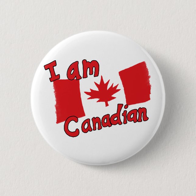 Macaron Rond 5 Cm Je suis le Bouton canadien (Devant)