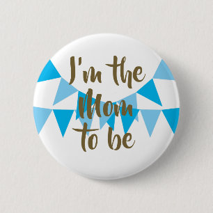 Macaron Rond 5 Cm Je suis le futur bébé garçon Blue Bunting Baby Sho