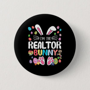 Macaron Rond 5 Cm Je suis le lapin agent immobilier Funny Bunny Ear