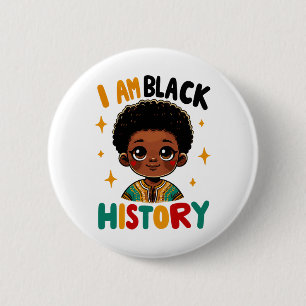 Macaron Rond 5 Cm Je suis le Mois de l'histoire des Noirs Afro-Améri