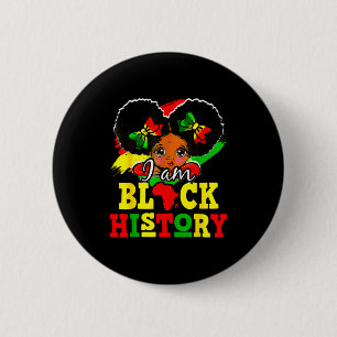 Macaron Rond 5 Cm Je suis le mois de l'histoire des Noirs Fille aux