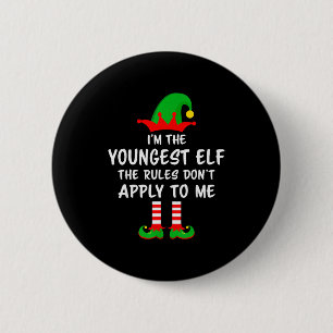 Macaron Rond 5 Cm Je suis le plus jeune lutin correspondant à Noël e