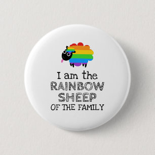 Macaron Rond 5 Cm Je suis le RAINBOW SHEEP de la famille