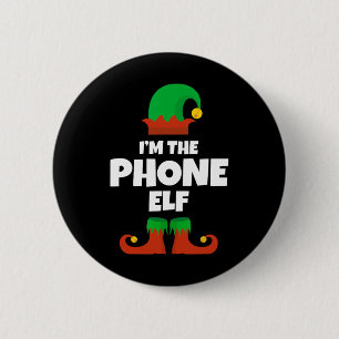 Macaron Rond 5 Cm Je suis le téléphone elf famille pyjama Noël drôle